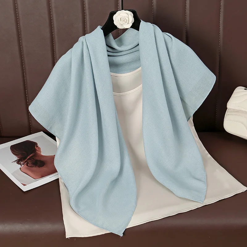 Frauen einfarbig quadratische Baumwolle Viskose Schal Schal hochwertige Druck weiche Schals und Wraps Bufandas muslimischen Hijab 90*90cm – Detail 14