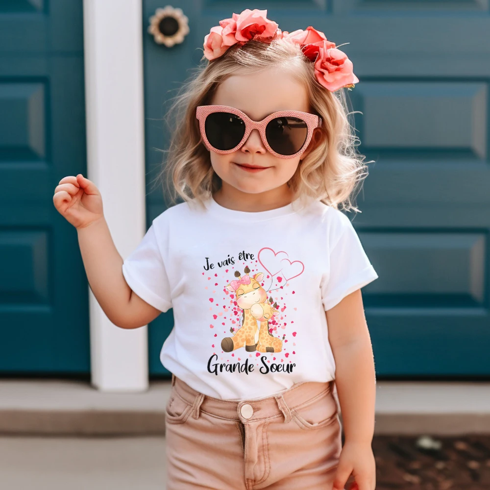 

I Will Become A Big Sister Print Kid T-shirts Casual Short Sleeve Child Girl Tee Top Fashion Round Neck Child Tees Shirt Clothes