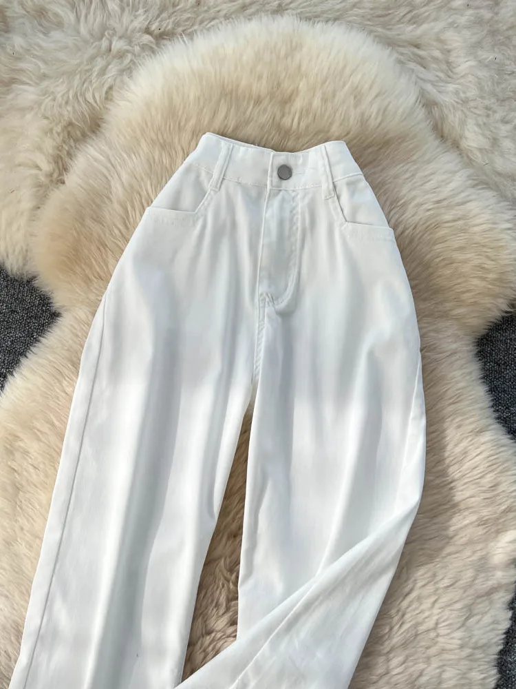 ارتفاع الخصر مستقيم الساق الجينز النسائية Faion عادية الكورية Sle التخسيس تسع نقاط تصميم الإحساس الجينز الخريف وصول جديد #3