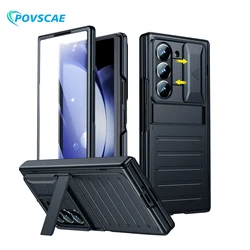 For Samsung Galaxy Z Fold 6 Case Slide Camera Cover Stand Slim Hinge Protection Shockproof Armor Case Built-in Screen Protector