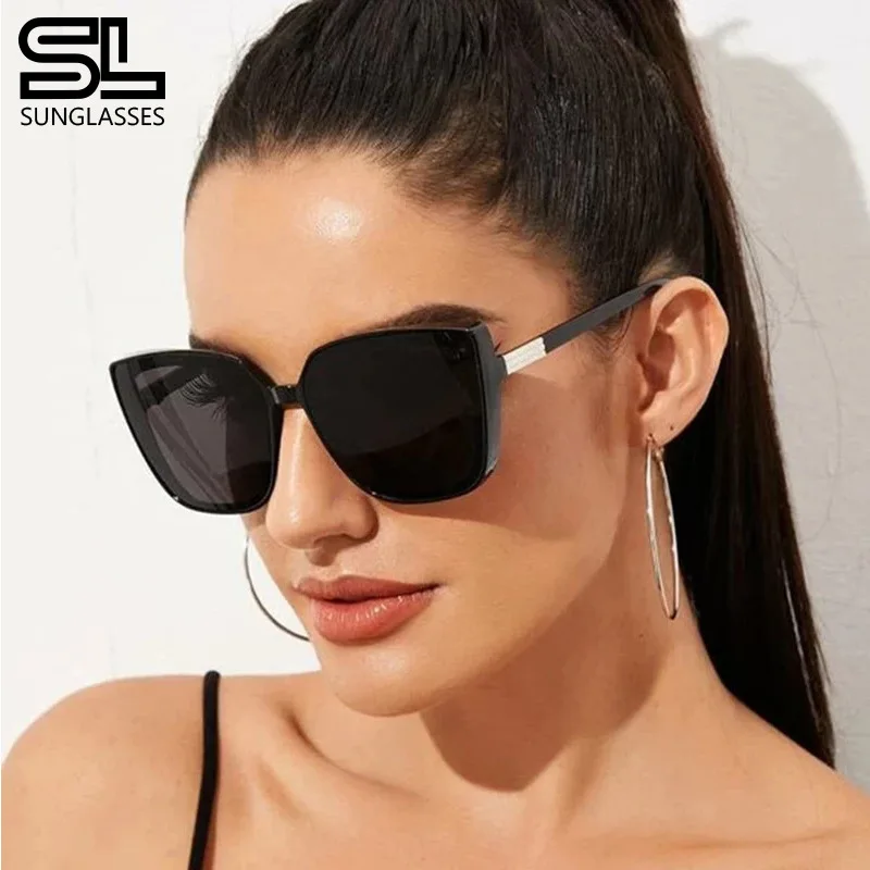 

Eyewear Retro Large Frame Sunglasses women's Advanced Sense Of Sunblock Sunglasses Square Frame Big Face Every T185