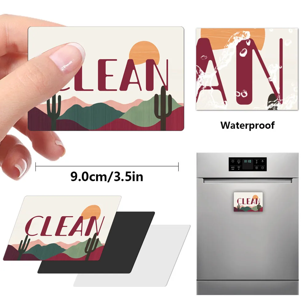 2PCS 9*6CM Dishwasher Double-Sided Magnetic Clean Dirty Clean Sign Magnets High-volume Tool Accessories