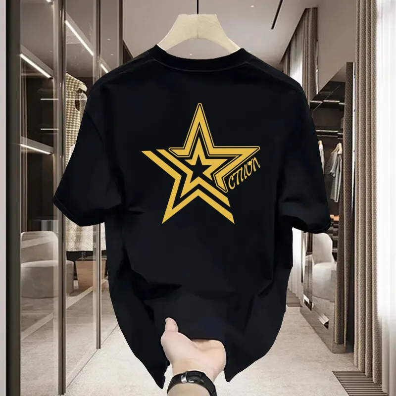 

American trend pure cotton simple short-sleeved T-shirt mens 2025 summer casual versatile crew neck half-sleeved top