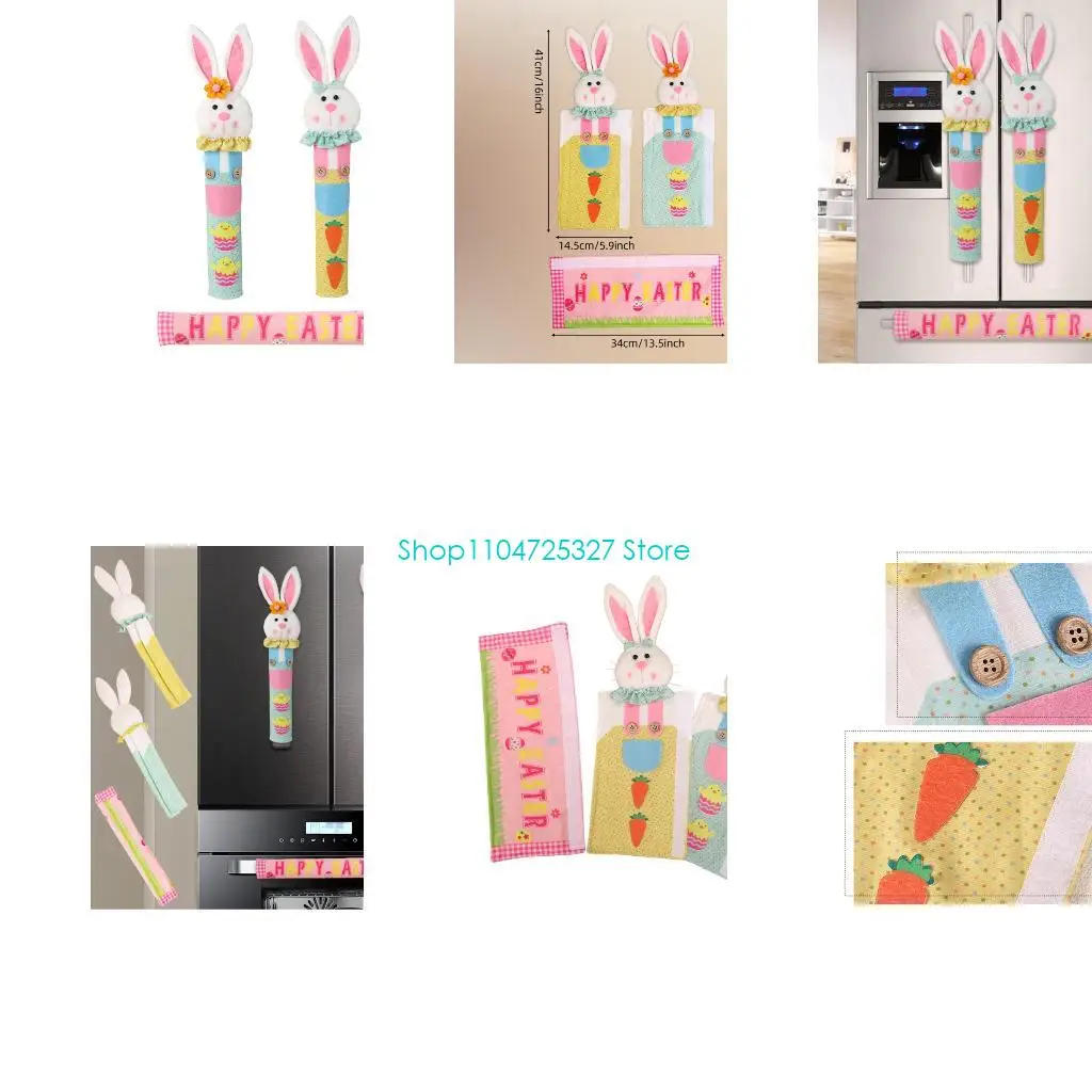 

D8KF Фестивальный чехол на ручку с изображением кролика для защиты микроволновой печи и холодильника