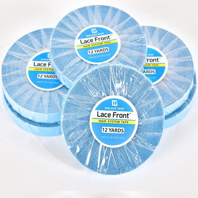 

12 yard Tape Lace Front Support Tape Width 0.8cm 2.54cm Double-Side Hair Extensions Adhesives Hair Glue For Lace Wigs Blue Tape