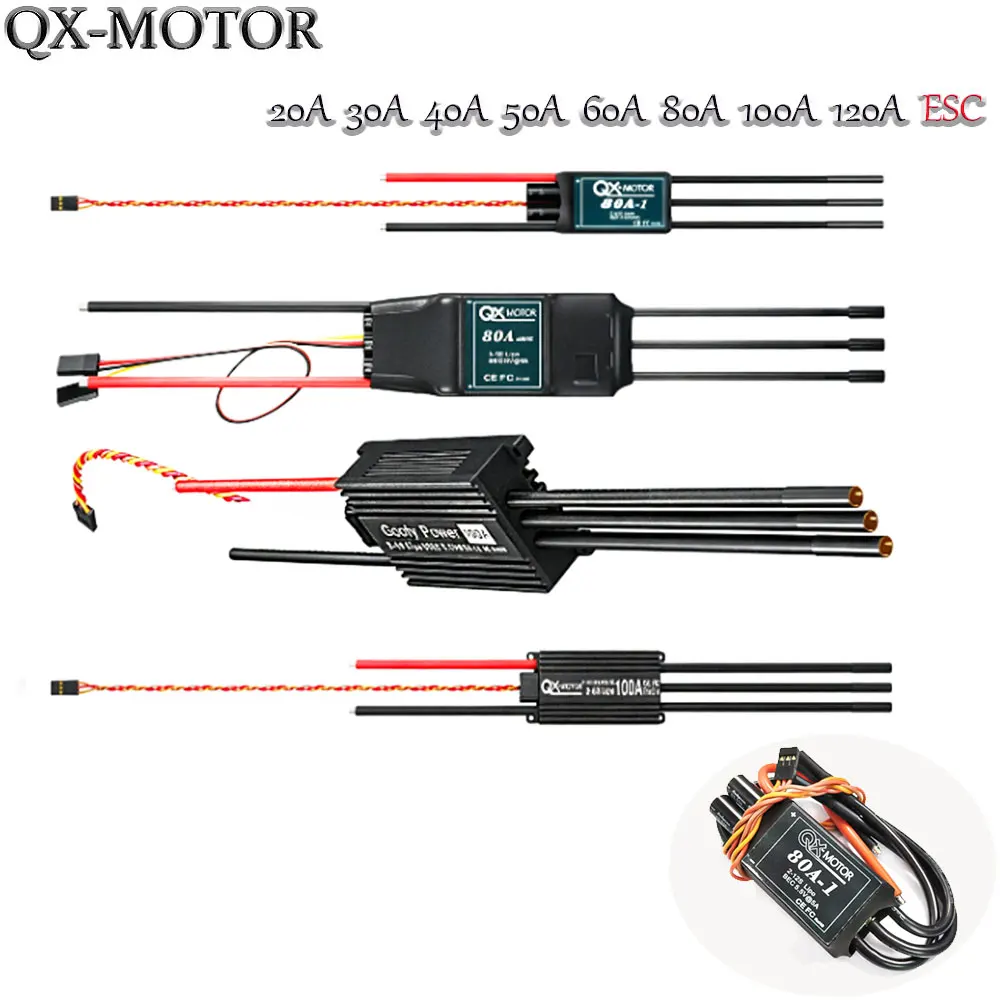 20A-120A Brushless ESC Speed Controller Compatible with QX-MOTOR EDF Ducted Fan Motor RC Drone Jet Plane Parts