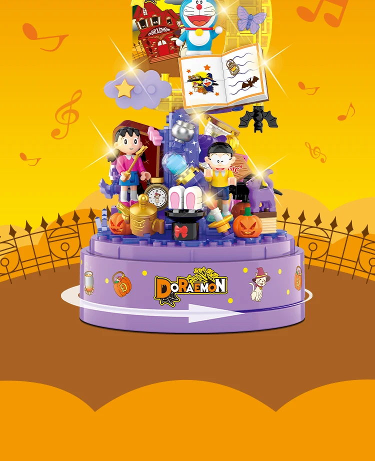 Doraemon montagem figuras de ação com luzes brinquedos anime kawaii ornamento estatuetas decoração pvc modelo brinquedo estátua presentes