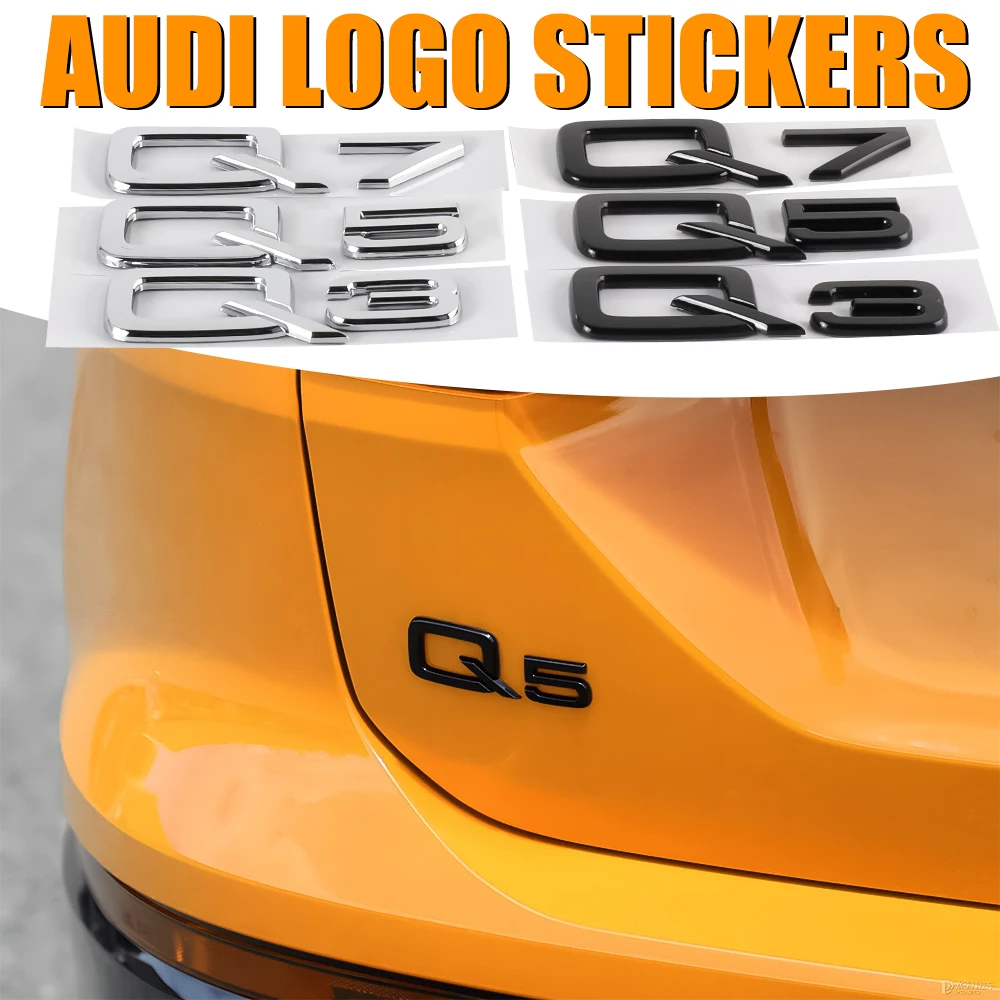 

For Audi Q3 Q5 Q7 A3 A4 A5 A6 A7 A8 A4L A6L A8L Letter Logo Car Body Rear Trunk ABS Badge Sticker Decal Decoration Accessories