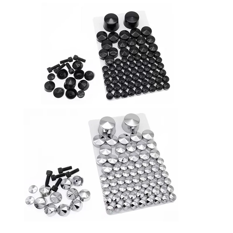 1set 75pcs Motorcycle ABS Plastic Bolt Toppers Screw Cover Caps With 5 Screws For Harley Road Glide FLT Road King FLH 2007-UP