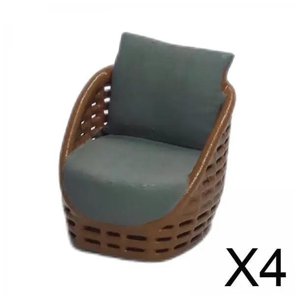 

4x 1/64 Scale Furniture Set for Model Trains with Couch, Chair, And Table