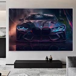 Fashion Sports Car M4 Graffiti Canvas Painting Luxury Racing E36 Comic Poster And Print Modern Supercar Club Wall Art Room Decor