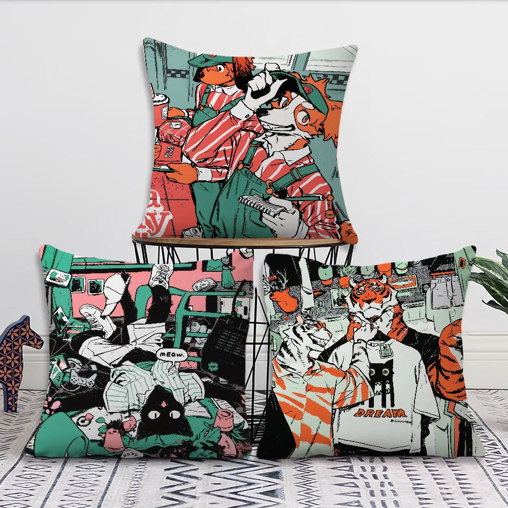 Furry Fandom M-mucknagabe Art Black Style Animal Comfortable Soft Pillow Case For Sofa Living Room Home Decor Protective Covers