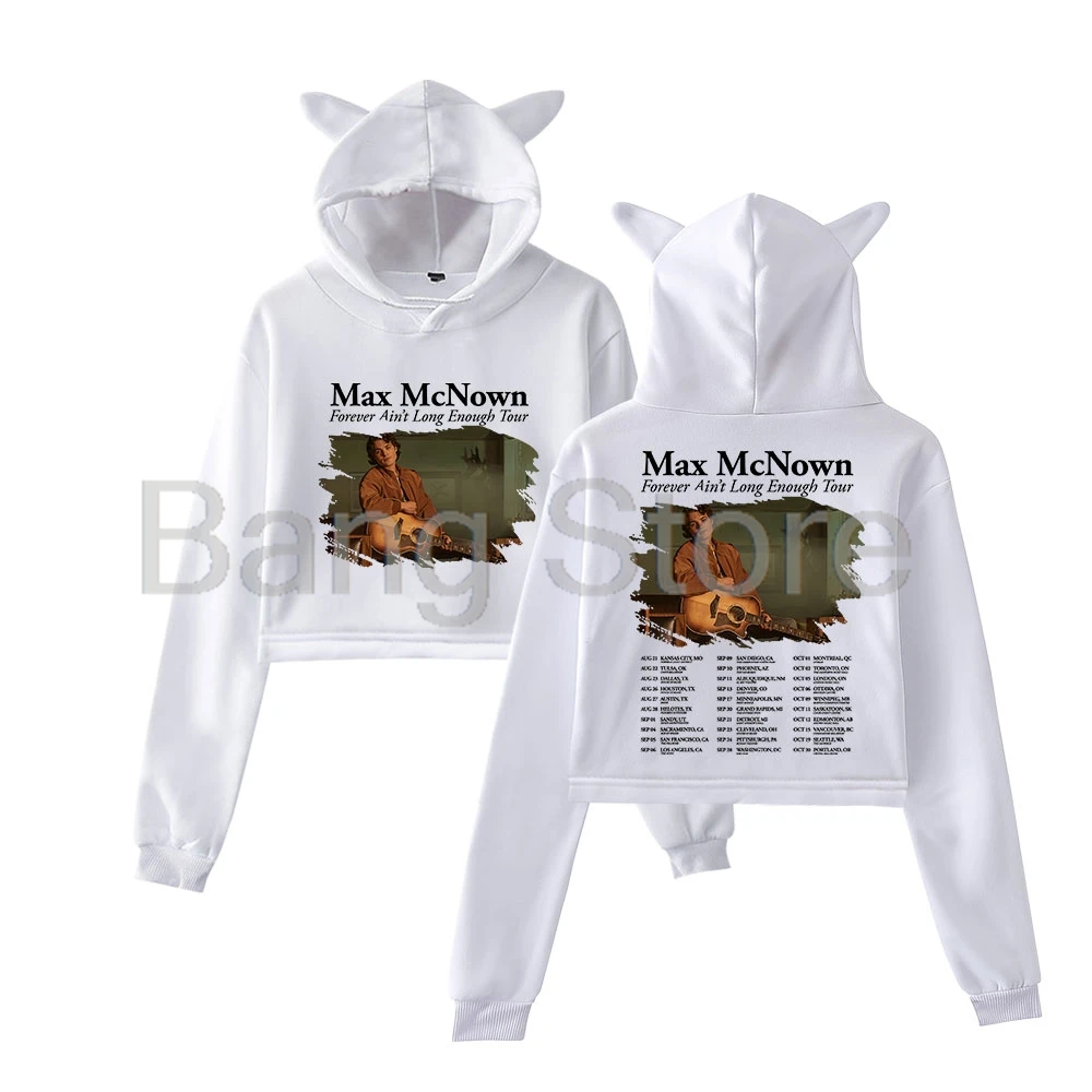 Max McNown The Forever Ain't Long Enough Tour Cat Ear Felpa con cappuccio da donna Felpe a maniche lunghe Donna Casual Streetwear Crop Top