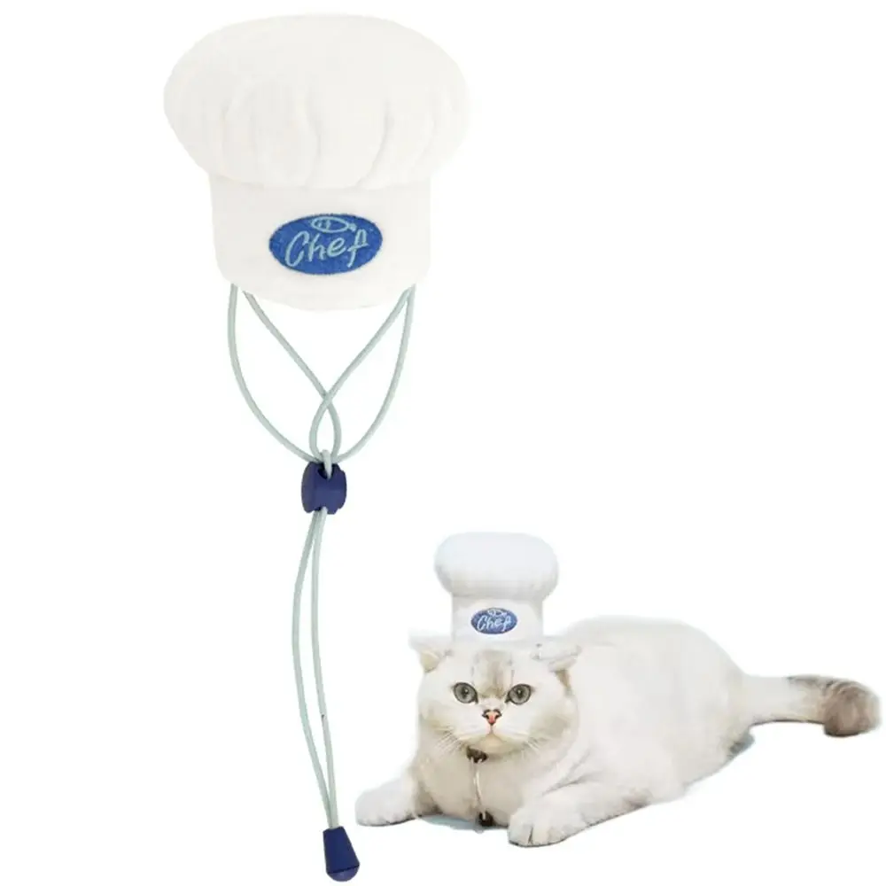 Soft Adjustable Cat Chef Hat Drawstring Easy To Wear Pet Head Cover Lightweight Comfortable Pet Cosplay Headwear Party