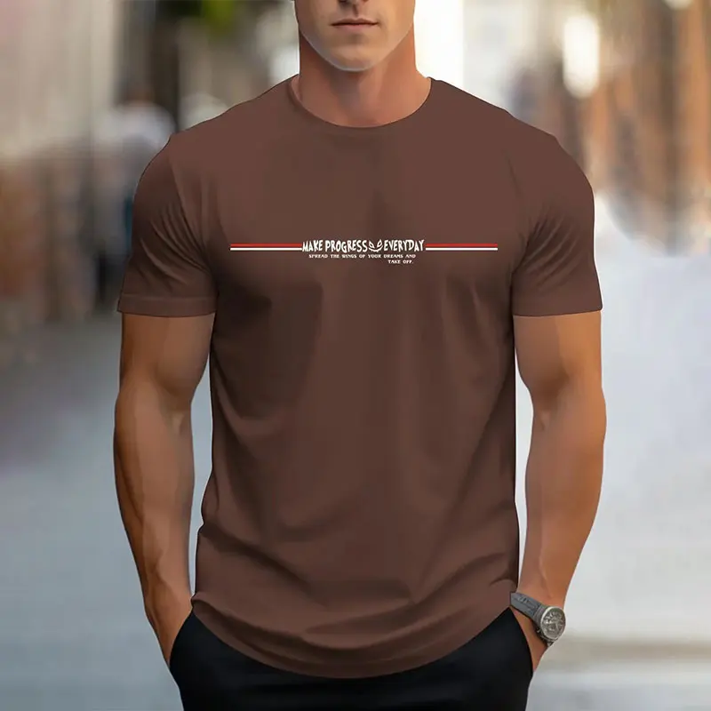 New Summer Men\'s Short Sleeve T Shirt Summer Breathable Round Neck Inspirational Quotes Letter Printed Top Fashion Streetwear