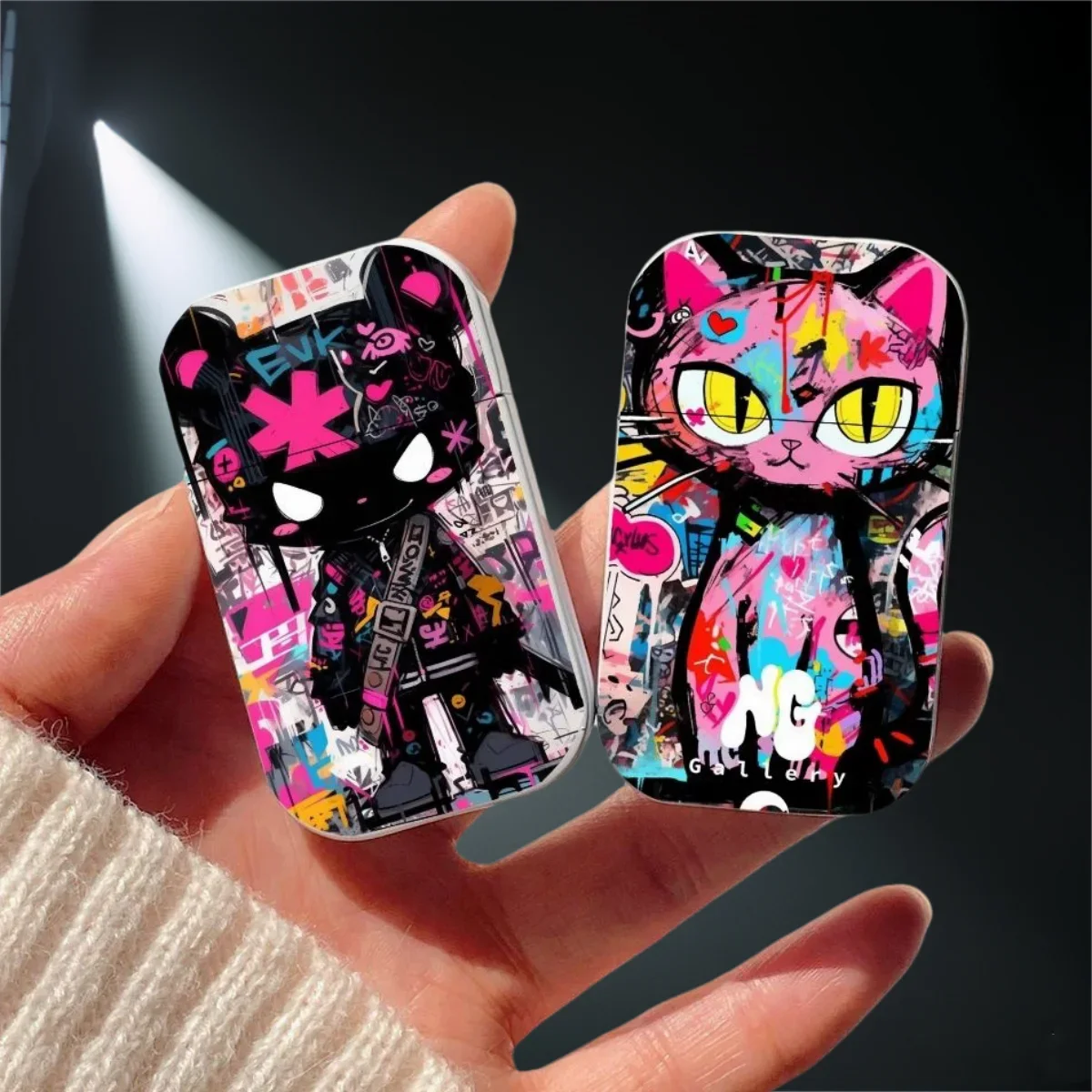 Color Print Lighter Metal Body Windproof Pink Flame Personalized Pattern Inflatable Lighters Cigar Accessories Men's Gadgets