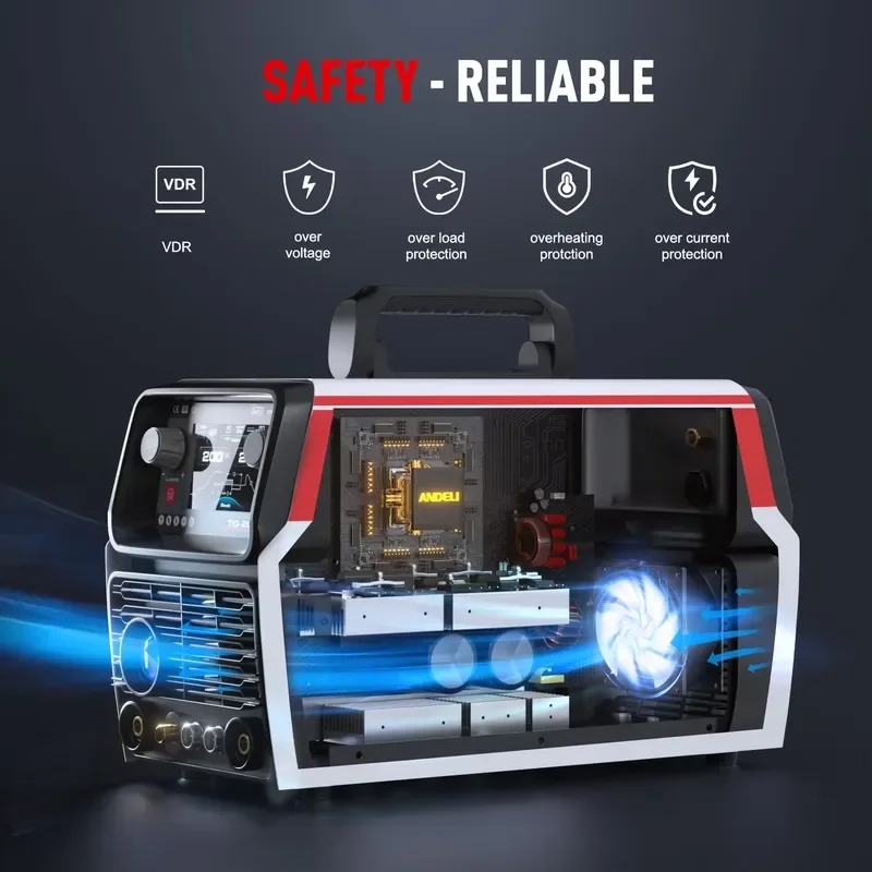 ANDELI USA UK Germany Italy EU Country Free Shipping LCD Smart Tig-250 Pro 6 in 1 AC DC MMA Pulse Cold Welder