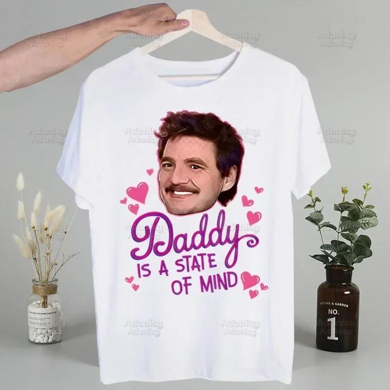 Pedro Pascal Vintage Daddy‘s Girl T Shirts Short sleeves T-shirt Men Fashion Tide brand Print T shirt Men Tops Tees Men's
