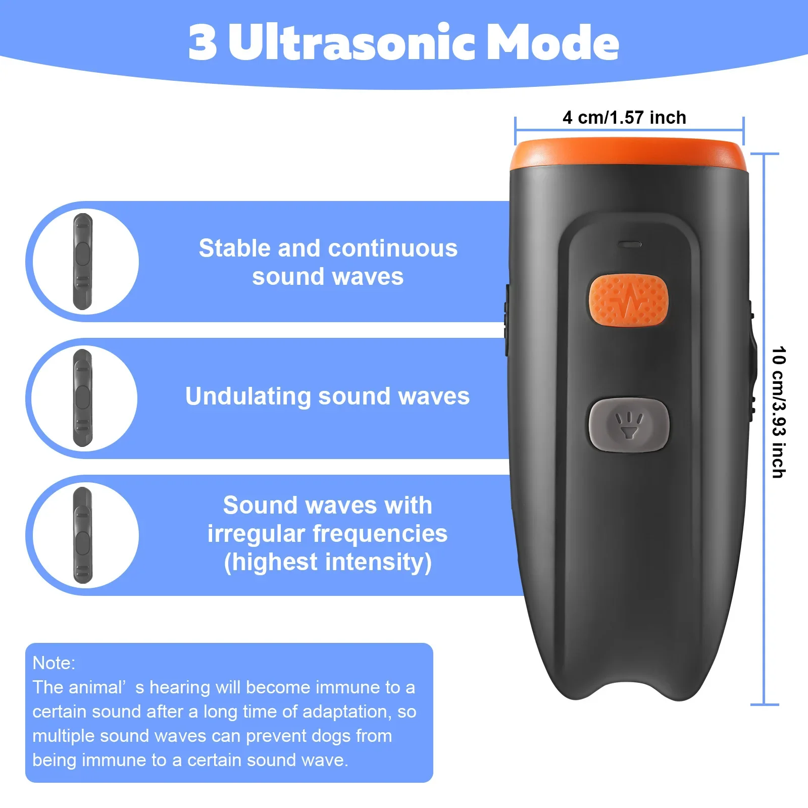 

Dog Repeller No Dog Noise Anti Barking Device Ultrasonic Dog Bark Deterrent Devices Training 3 Modes USB Rechargeable