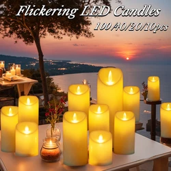 Velas LED parpadeantes sin llama para decoración de mesa, vela parpadeante con batería para concierto de boda, Navidad y San Valentín, 100-10 piezas