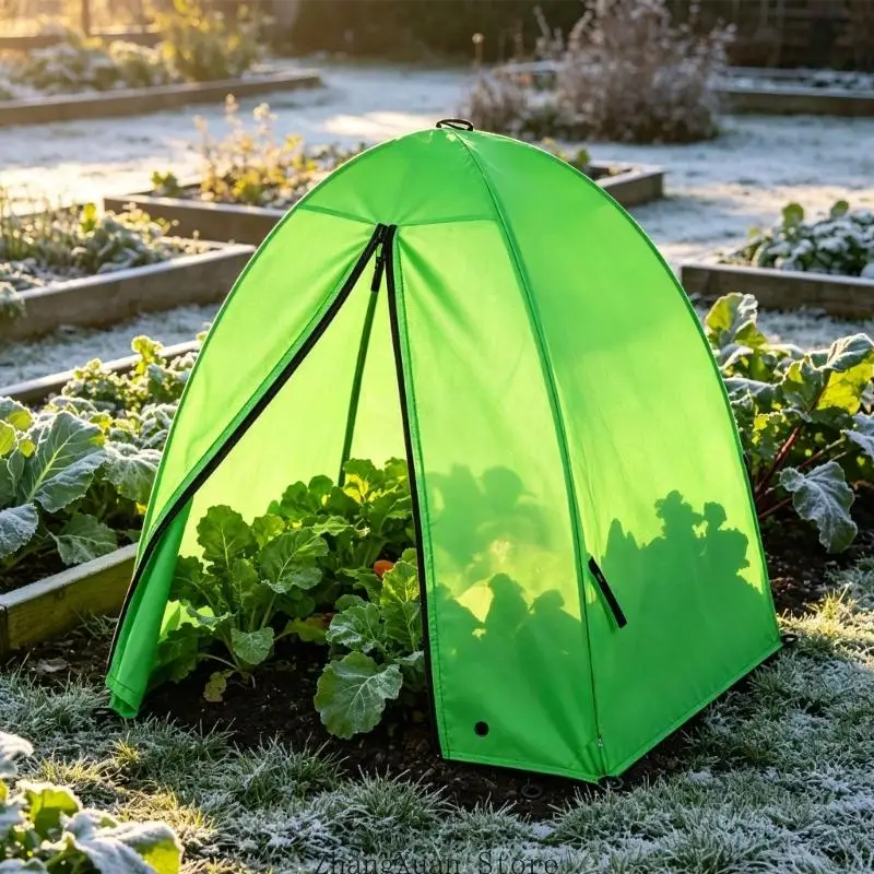 Gemüseabdeckungen aus Vliesstoff, Set aus 2 genähten Gartenabdeckungen mit Reißverschlussöffnungen für kalte Luft, Wind, Staub – Detail 3