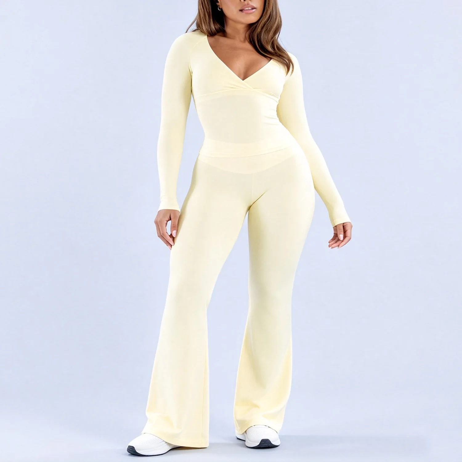 LOGO 2PCS  High‑Quality  Yoga Outfit Naked Feeling High Elastic Bra Butt Lifting Shaping Long Yoga Leggings Gym Activewe