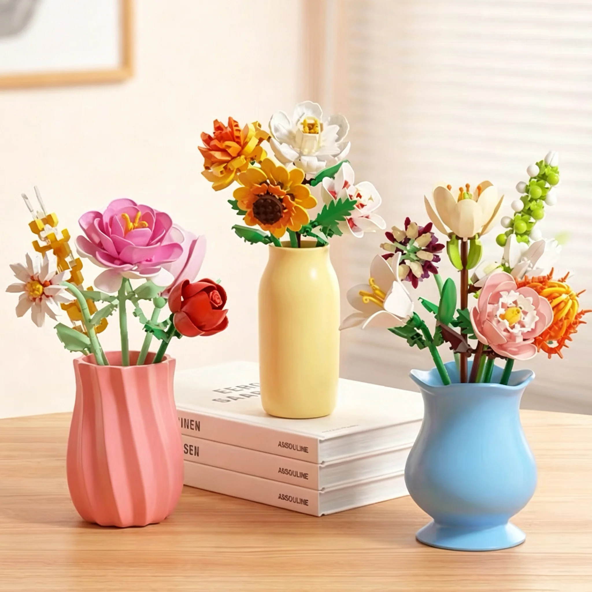 13 Styles Jasmine Rose Single Building Block Sunflower Lily Tulip Rose Toys Small Bricks Micro Desktop Ornaments Valentine's Day