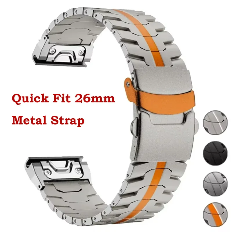 

QuickFit 26mm Titanium Strap For Garmin Fenix 8 51mm 7 7X 6 6X Pro Stainless Steel Band For Garmin Fenix3 5 5X Plus Bracelet Bel
