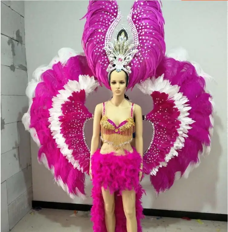 Nightclub Feather Opening Atmosphere Stage Performance Clothing Samba Dance Clothing Ostrich Hair Backboard Headwear