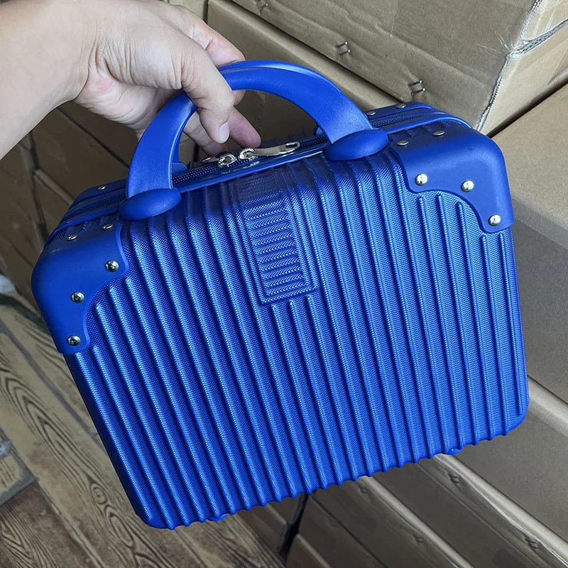 

Retro14Inch Luggage Fashionable Cosmetic Bag Good-looking Hand Lightweight Storage Sapphire Blue Box Wholesal