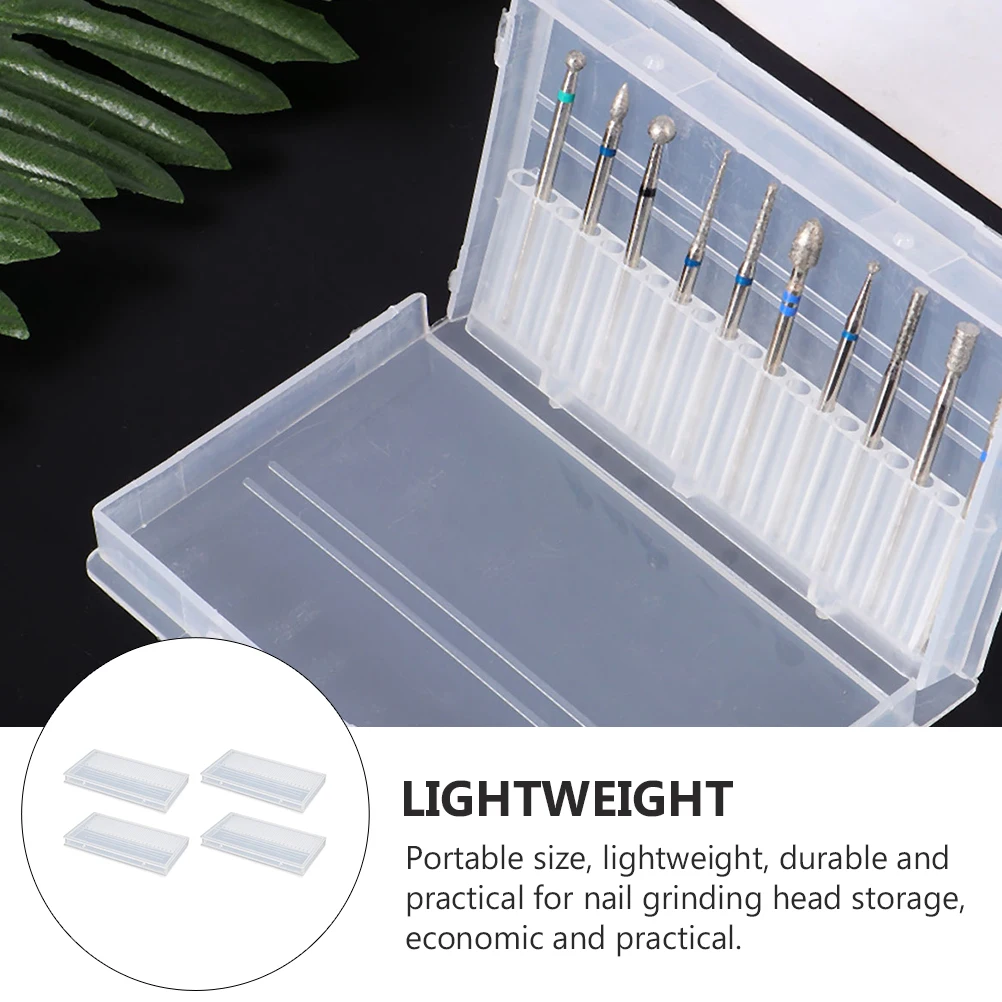 Pudełko do przechowywania głowic szlifierskich 4 szt., wytrzymały pojemnik na wiertła do paznokci, wielokrotnego użytku, ekologiczny, do przechowywania polerek do manicure dla profesjonalistów.