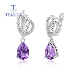Romantic design Natural Six Cornor amethyst earrings Women's new fine jewelry 925 sterling silver anniversary gift