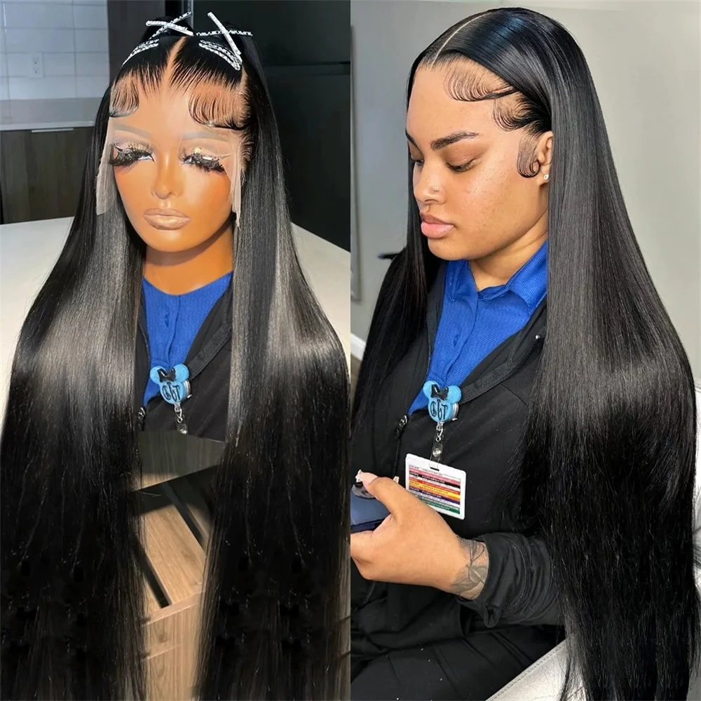 Straight Lace Front Wig 360 Full Lace Human Hair Wigs For Women 30 36  Inch 13x4 13X6 Bone Straight Transparent Lace Frontal Wig