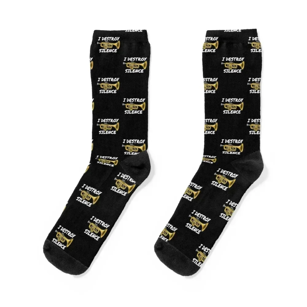 

I Destroy Silence Trumpet Player Trumpeter Brass Musician Socks winter thermal hiphop Climbing Socks Men's Women's