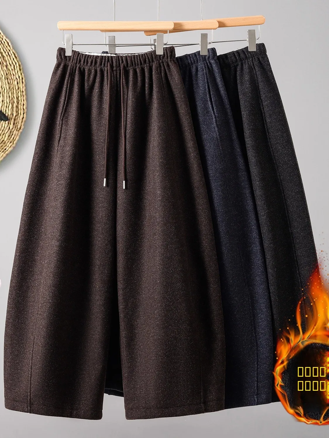 

Женские зимние модные утепленные шерстяные брюки с высокой талией, широкими штанинами, асимметричным кроем и эффектом похудения, повседневные брюки-бананы