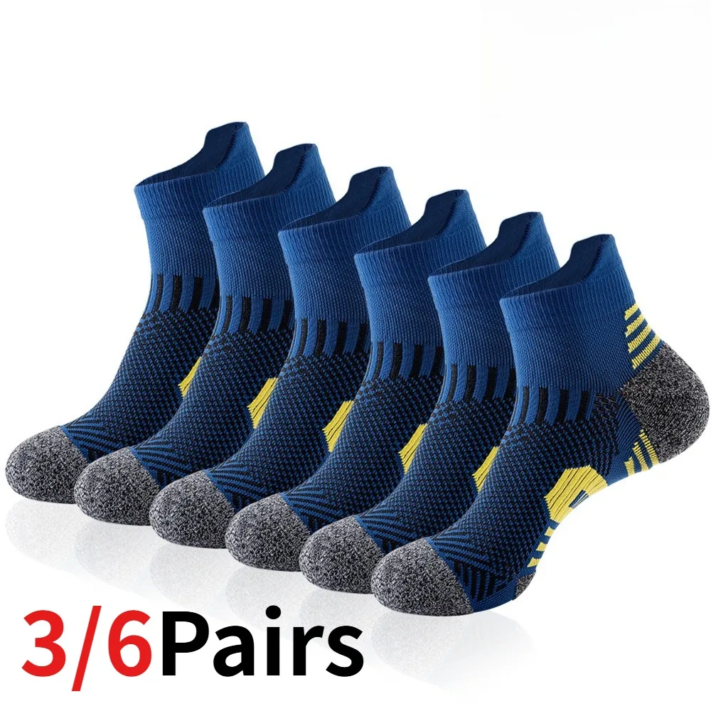 1/3/6 Pairs Men's Sports Ankle Socks Breathable Sweat-Absorbent Deodorant Short Socks For Running Cycling Basketball Hiking