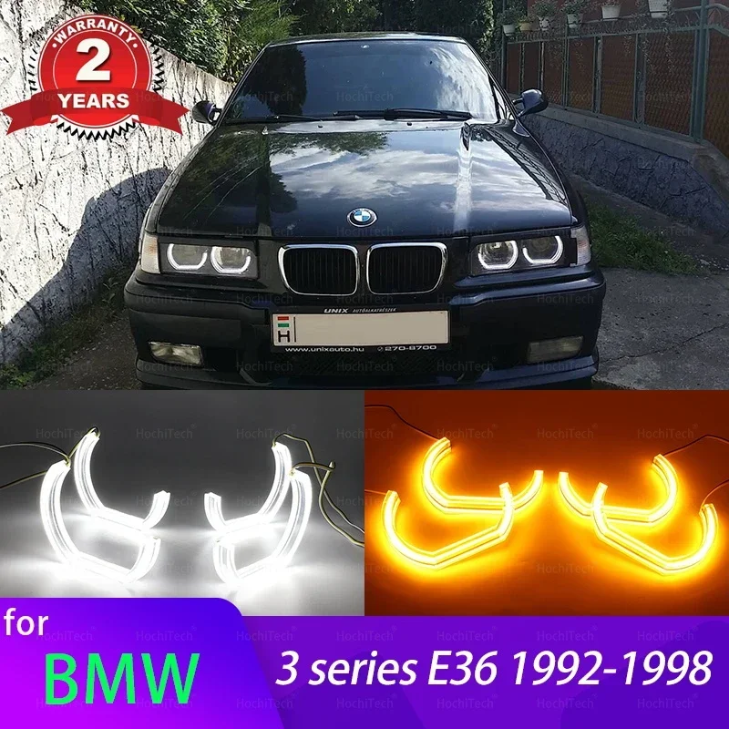 DTM Angel Eyes LED For BMW E36 3 Series With Euro Headlights 1992-1998 DRL M4 Style White Light Kit Accessories