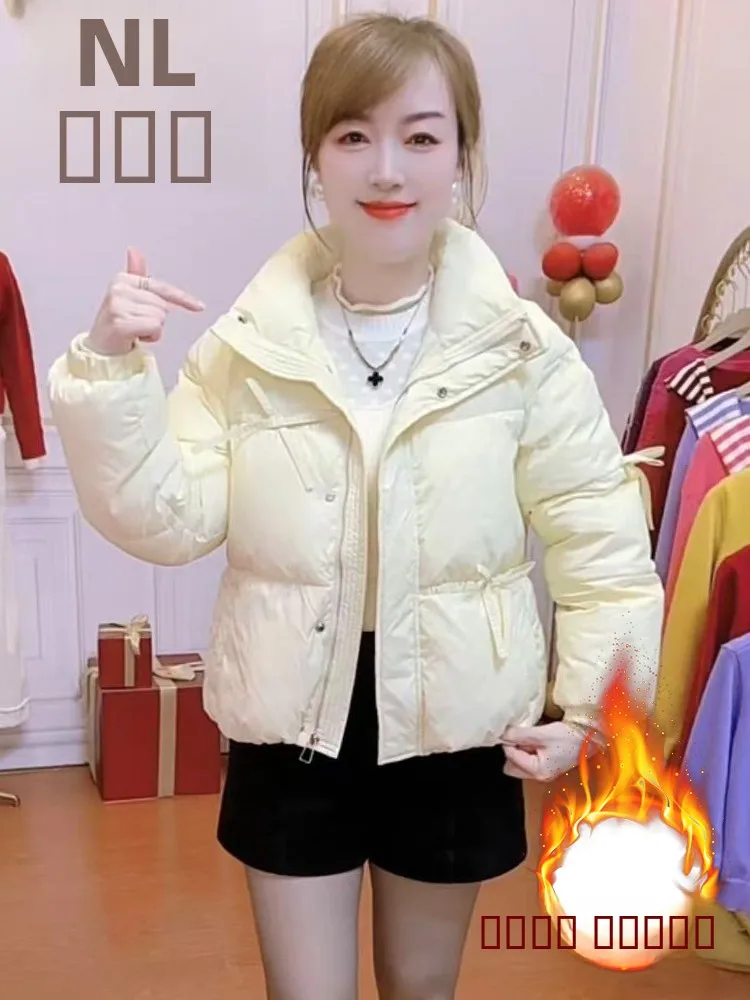 

Women's ort Cotton Jaet 2026 Winter Faion New Small Size Fce Lined Thiened Bread Sle Warm Coat Korean Sle Loos...