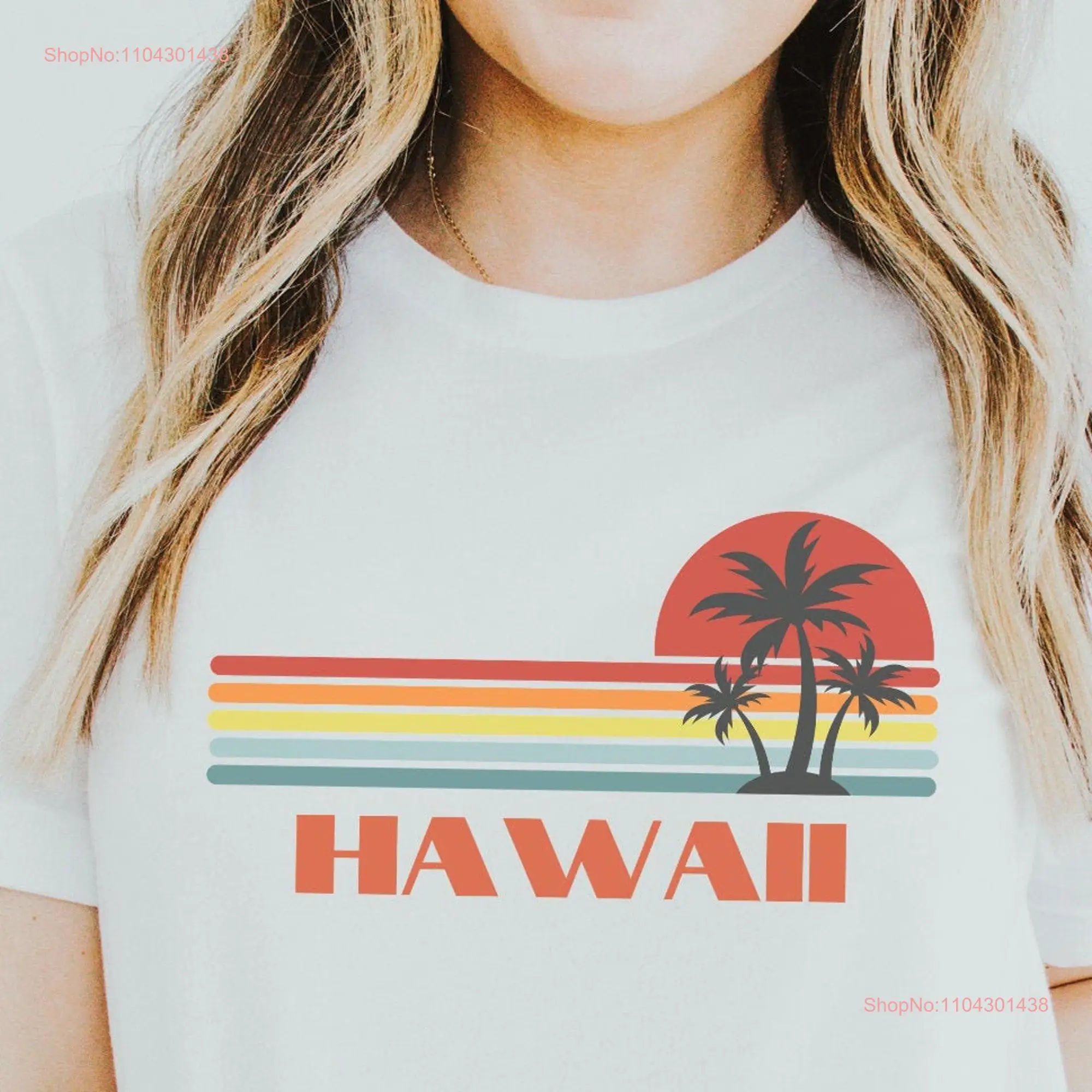 Hawaii T Shirt Surf Beach Souvenir Retro SunseT Vintage Girls Trip long or short sleeves