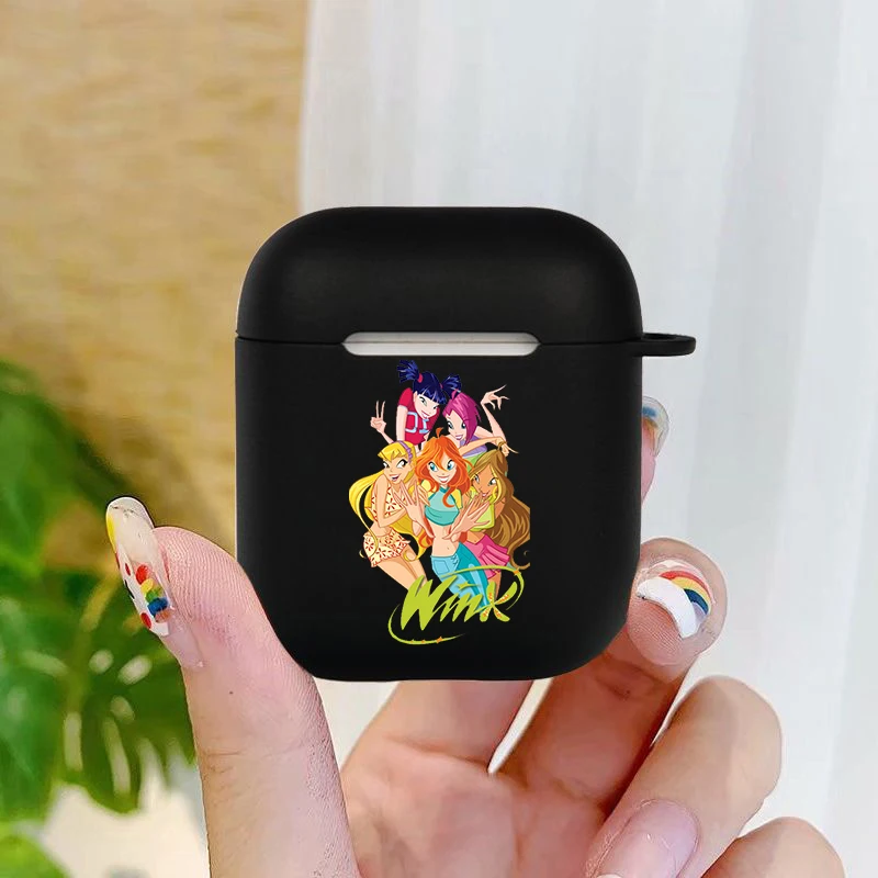 Cute Girl Winx catoon Clubs Soft silicone TPU Case For AirPods Pro2 1 2 3 Black Silicone Wireless Bluetooth Earphone Box Cover