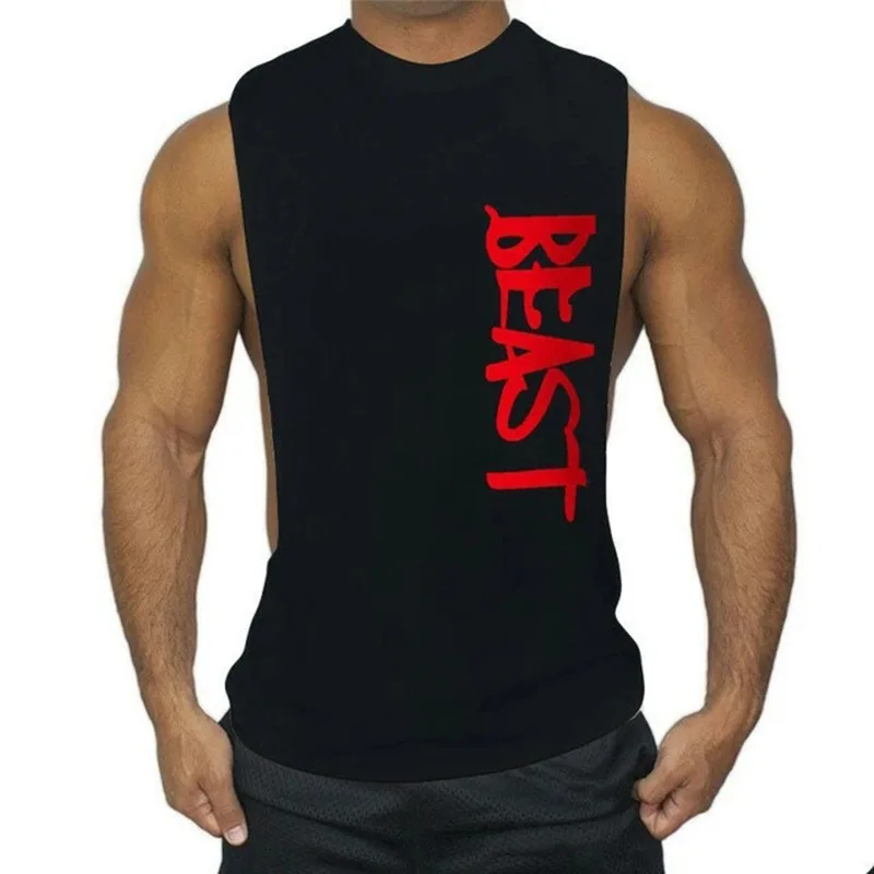 

Summer Men's T-shirt Sleeveless O-neck Letter Printing Loose Fashion Casual Sports Basic Top Vest for Male