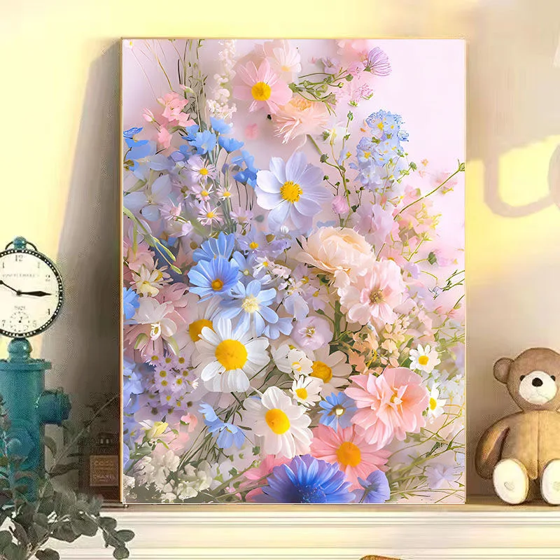 

E-0009 Modern Landscape Oil Painting - Sunset Sky Field Nature Scene - Stretched Canvas Artwork