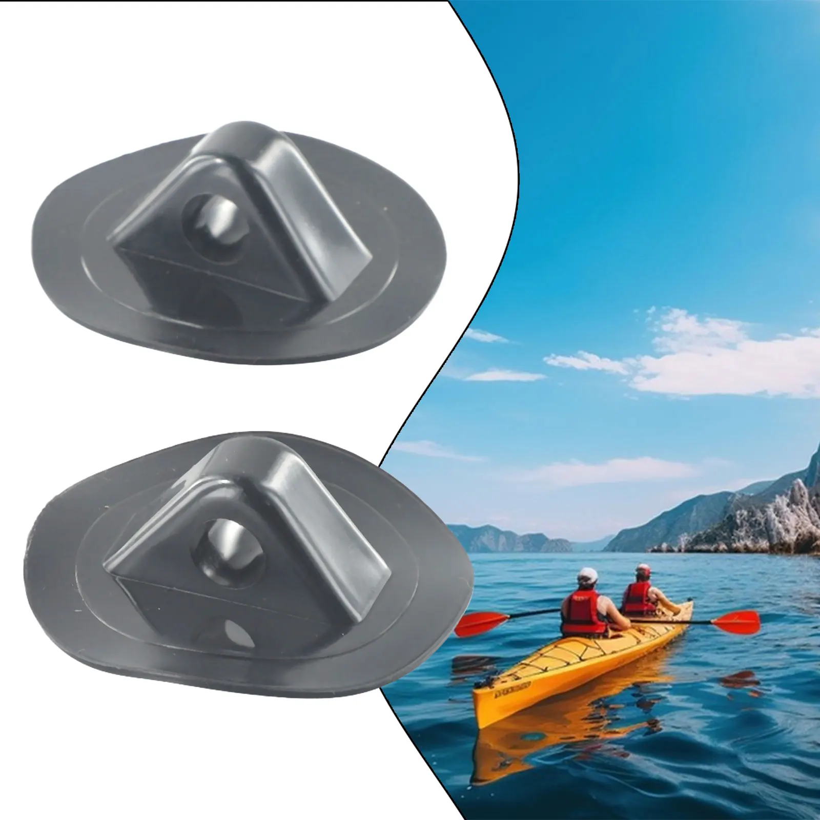 2pcs Inflatable Boat Safety Rope Buckle PVC Awning Buckle Anchor Rope Buckle 2 Black Grommets Durable Camping Accessories