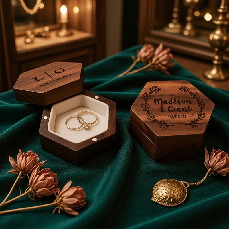 

Personalized Jewelry Box Wooden Jewelry Box Organizer, Vintage Wooden Jewelry Box, Wooden Wedding Ring Box, Engagement Ring Box