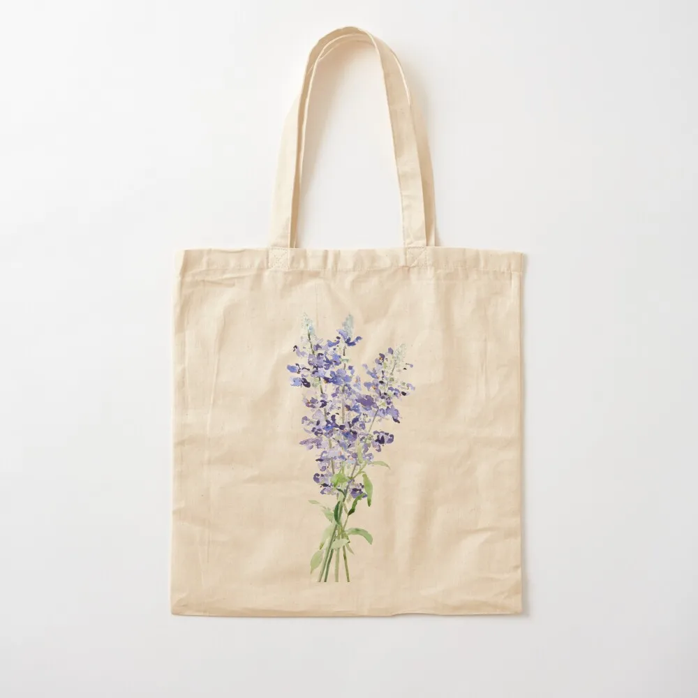 hand painted blue mealycup sage flowers bouquet watercolor Tote Bag shopper bags for women Canvas Tote Bag