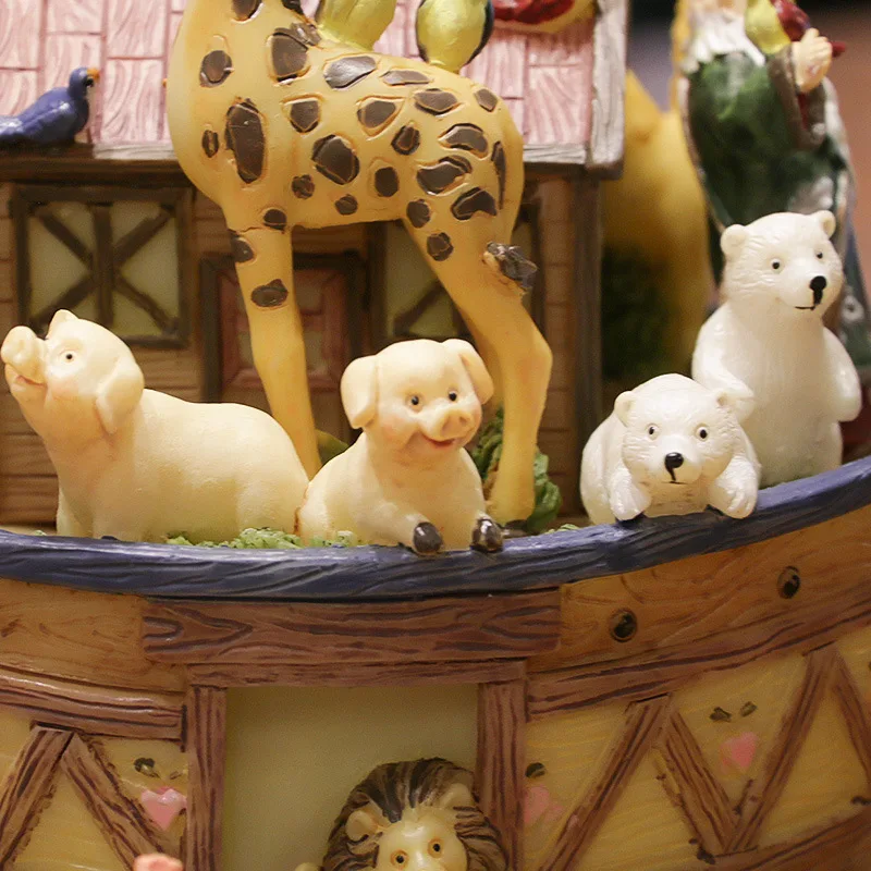 Noahs Ark Animal World Music Box Rotating Key 8-Note Gift for Kids Girls Desk Decor Dropshipping
