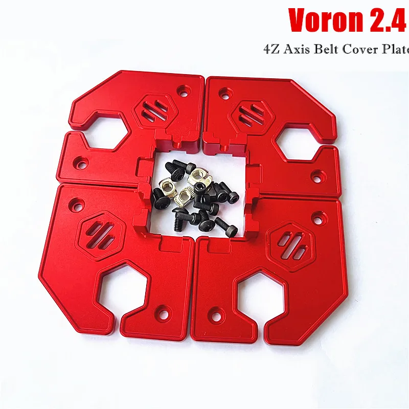 4 pieces/set Voron 2.4 4Z Axis Belt Cover Plate Set, Red Aodized CNC Process - 3D Printer Parts