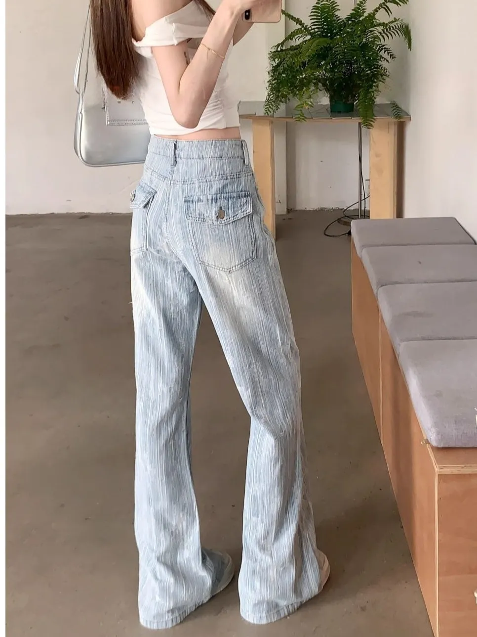 

Расклешенные джинсы с высокой талией, женские весенне-летние утягивающие свободные широкие длинные брюки, повседневные джинсовые узкие брюки с завышенной талией