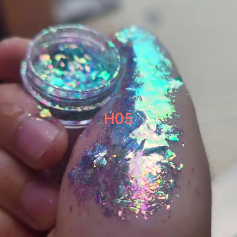 Shiny Mermaid Opal Powder Nail Glitter Chameleon Slice Flake Nail Sequins Chrome Unicorn Mirror Aurora Powders Yunjin Powder