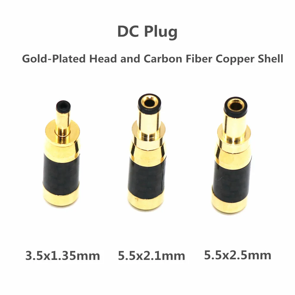 Carbon Fiber Copper Shell Gold Plated DC Power Plug DC 3.5*1.35/5.5*2.1/5.5/2.5MM Male Jack Connector For Liner Power Cable